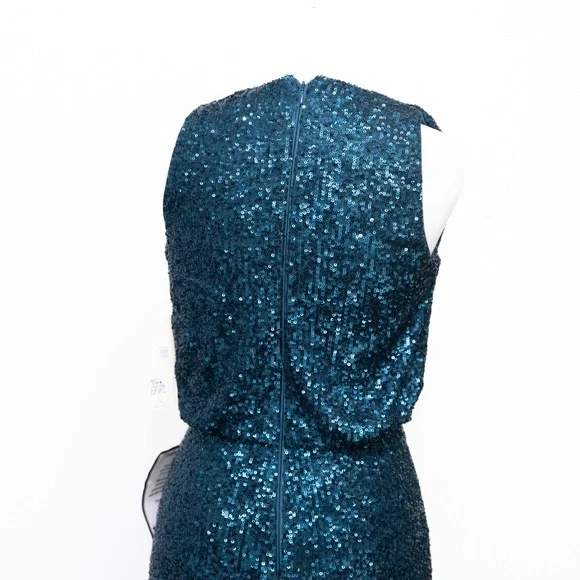 Eliza J Sequin Cowl Neck Sheath‎ Dress in Teal – NWT Size 2 - Picture 11 of 12